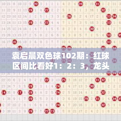 袁启晨双色球102期：红球区间比看好1：2：3，龙头凤尾关注02、33