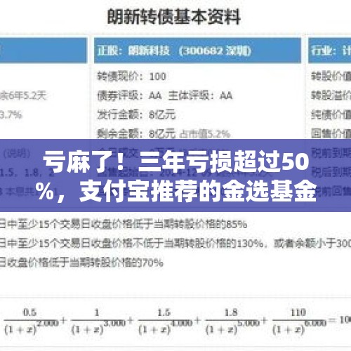 亏麻了！三年亏损超过50%，支付宝推荐的金选基金真的有含金量吗