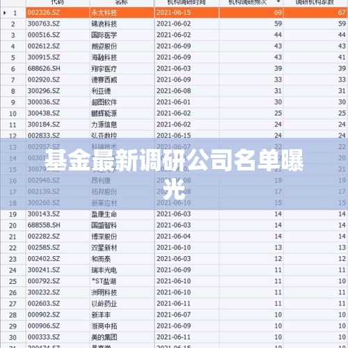 基金最新调研公司名单曝光