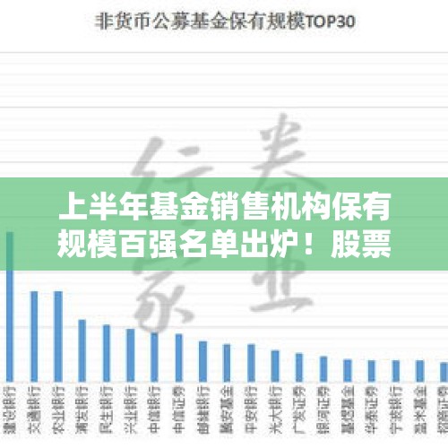 上半年基金销售机构保有规模百强名单出炉！股票型指数基金保有规模排名首次披露