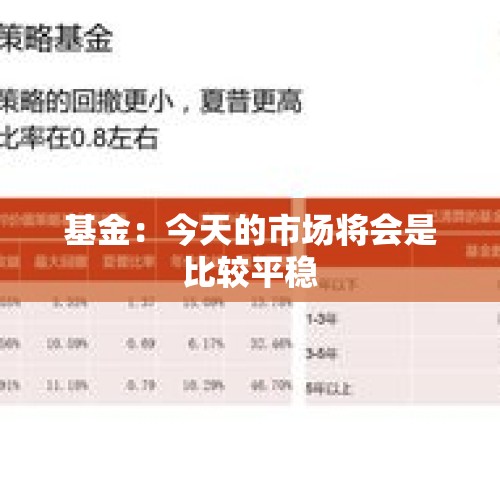 基金：今天的市场将会是比较平稳