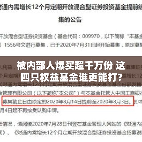 被内部人爆买超千万份 这四只权益基金谁更能打？