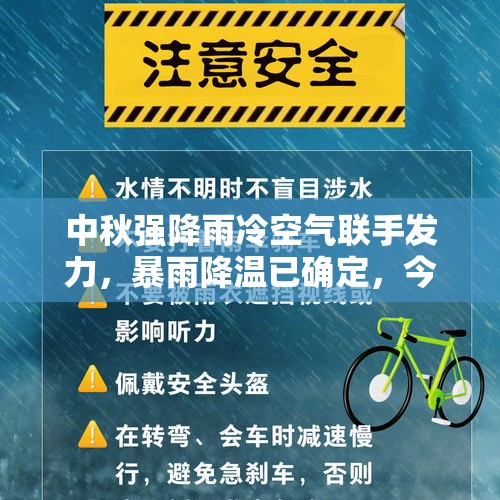 中秋强降雨冷空气联手发力，暴雨降温已确定，今日~17号天气