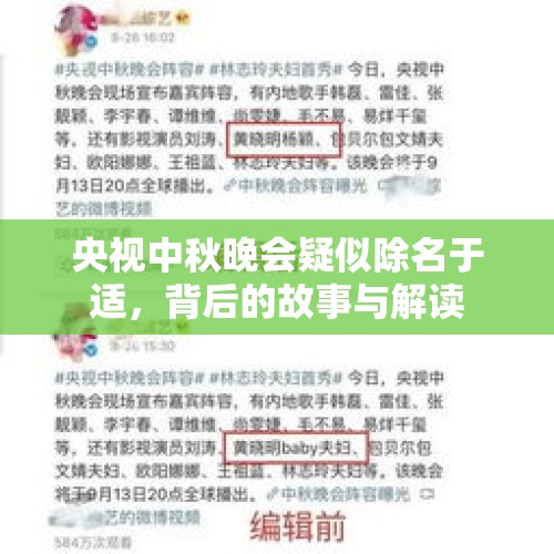 央视中秋晚会疑似除名于适，背后的故事与解读