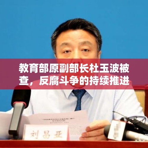 教育部原副部长杜玉波被查，反腐斗争的持续推进与公正法治的坚定决心