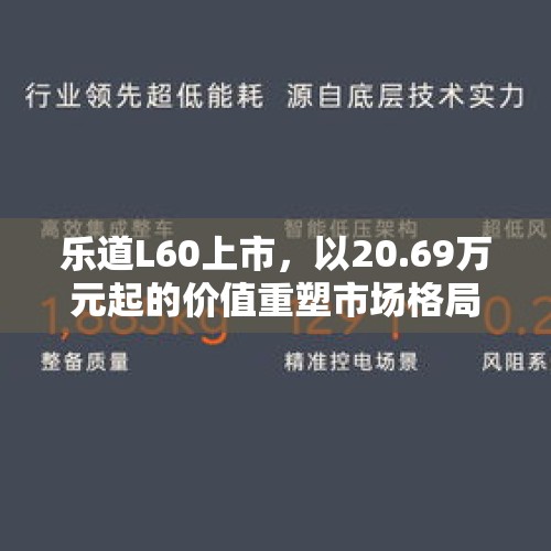 乐道L60上市，以20.69万元起的价值重塑市场格局