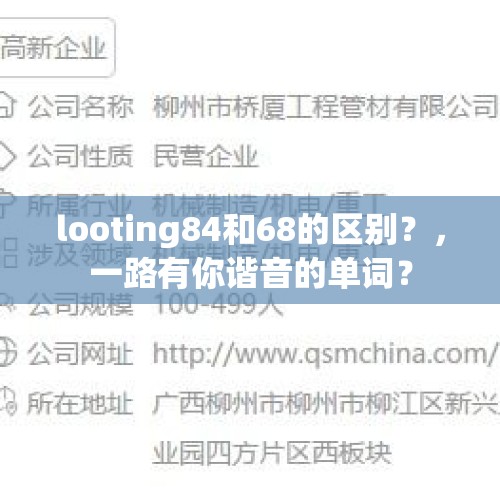 looting84和68的区别？，一路有你谐音的单词？