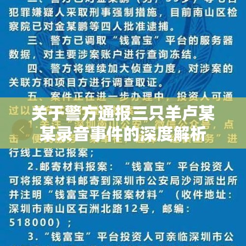 关于警方通报三只羊卢某某录音事件的深度解析