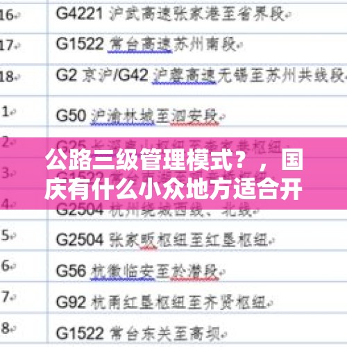 公路三级管理模式？，国庆有什么小众地方适合开车自驾游？