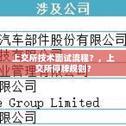 上交所技术面试流程？，上交所停牌规则？