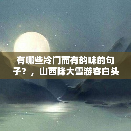 有哪些冷门而有韵味的句子？，山西降大雪游客白头