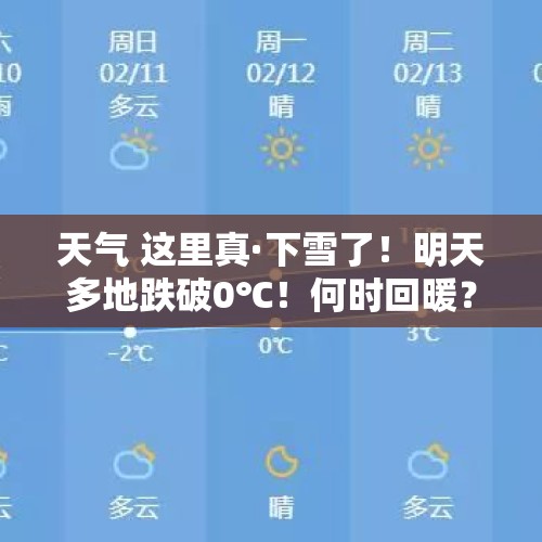 天气 这里真·下雪了！明天多地跌破0℃！何时回暖？