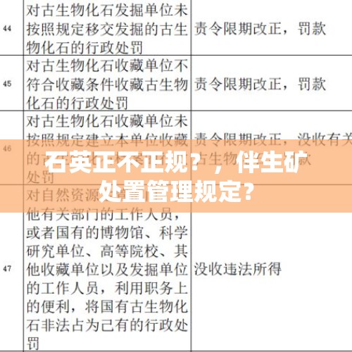 石英正不正规？，伴生矿处置管理规定？