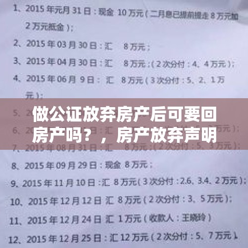 做公证放弃房产后可要回房产吗？，房产放弃声明有什么后果