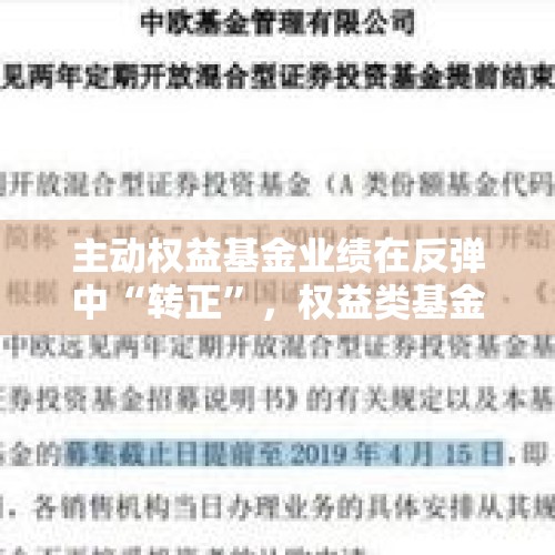 主动权益基金业绩在反弹中“转正”，权益类基金发行持续回暖