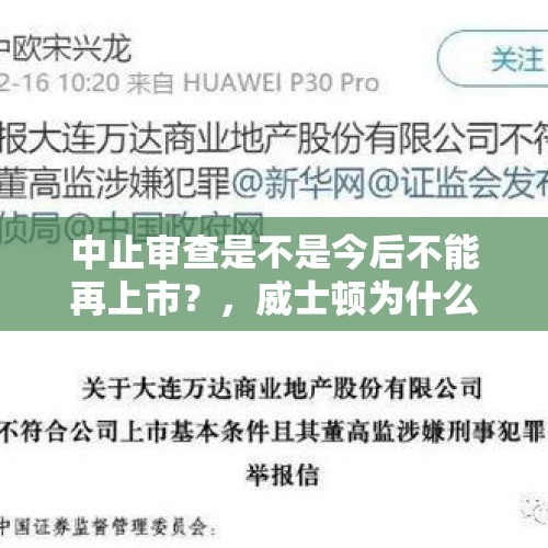 中止审查是不是今后不能再上市？，威士顿为什么主动申请中止上市？