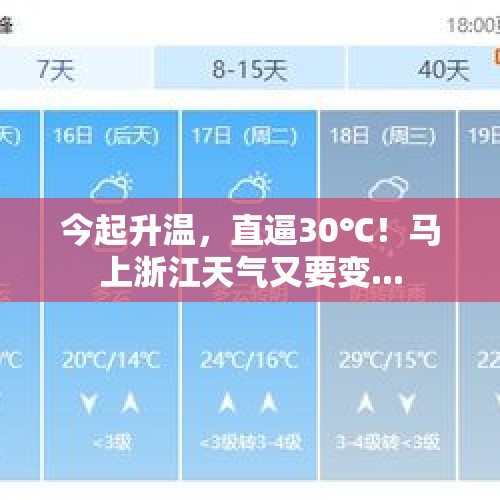 今起升温，直逼30℃！马上浙江天气又要变...