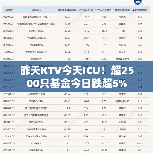 昨天KTV今天ICU！超2500只基金今日跌超5%