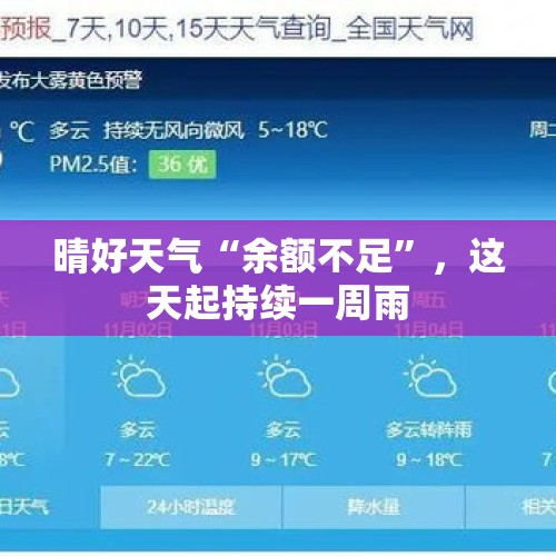 晴好天气“余额不足”，这天起持续一周雨