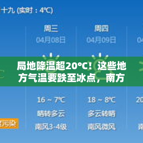 局地降温超20℃！这些地方气温要跌至冰点，南方多地周末天气将转凉