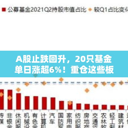 A股止跌回升，20只基金单日涨超6%！重仓这些板块