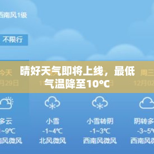 晴好天气即将上线，最低气温降至10℃