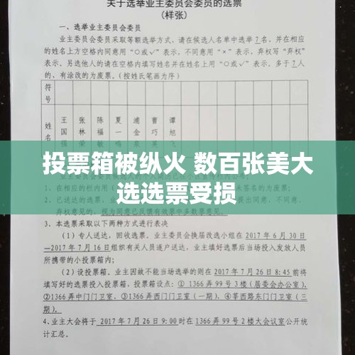 投票箱被纵火 数百张美大选选票受损