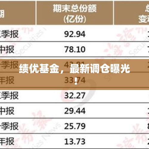 绩优基金，最新调仓曝光！