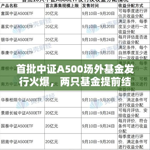 首批中证A500场外基金发行火爆，两只基金提前结束募集