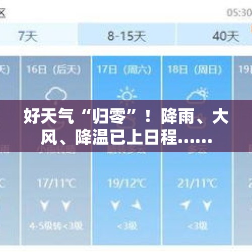 好天气“归零”！降雨、大风、降温已上日程……