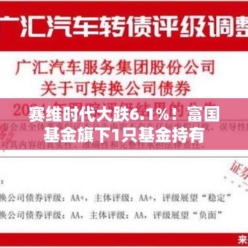 赛维时代大跌6.1%！富国基金旗下1只基金持有