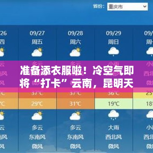 准备添衣服啦！冷空气即将“打卡”云南，昆明天气……
