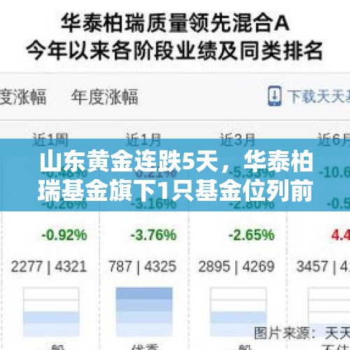 山东黄金连跌5天，华泰柏瑞基金旗下1只基金位列前十大股东