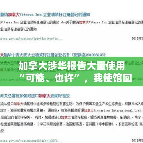 加拿大涉华报告大量使用“可能、也许”，我使馆回击！