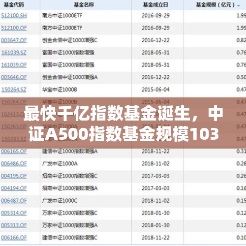 最快千亿指数基金诞生，中证A500指数基金规模1035亿元，10只ETF总成交额创新高丨A500ETF观察