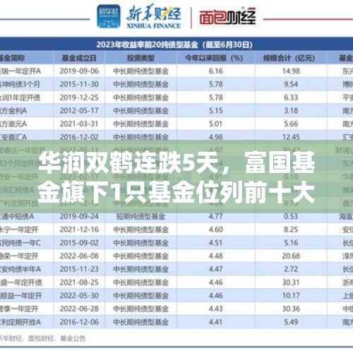 华润双鹤连跌5天，富国基金旗下1只基金位列前十大股东