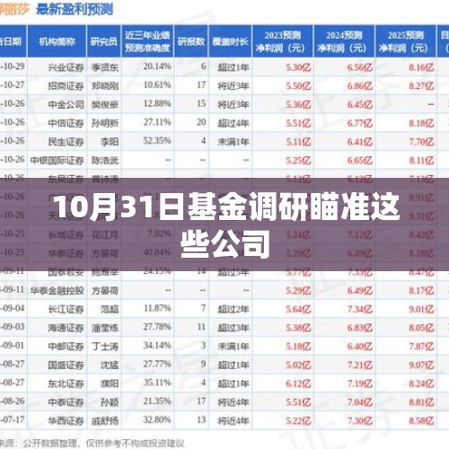 10月31日基金调研瞄准这些公司