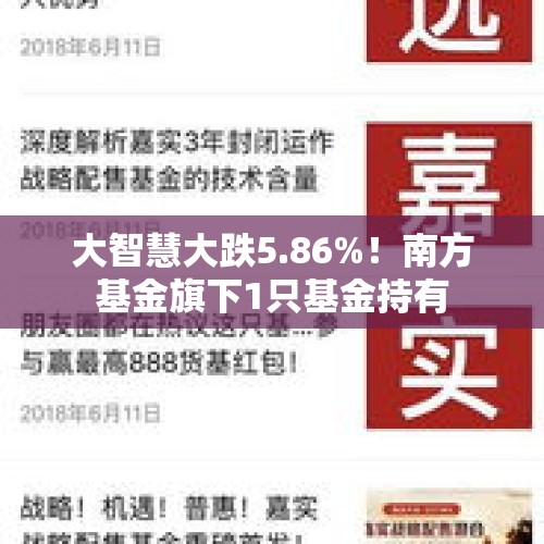 大智慧大跌5.86%！南方基金旗下1只基金持有