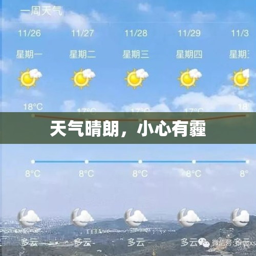 天气晴朗，小心有霾