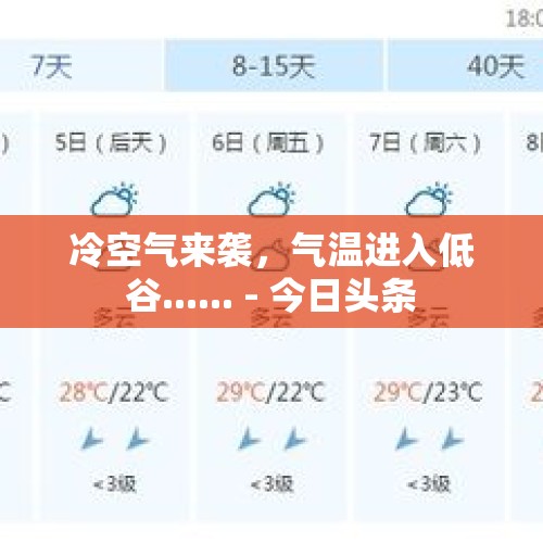 冷空气来袭，气温进入低谷...... - 今日头条