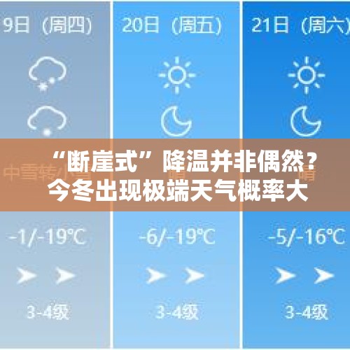 “断崖式”降温并非偶然？ 今冬出现极端天气概率大 - 今日头条