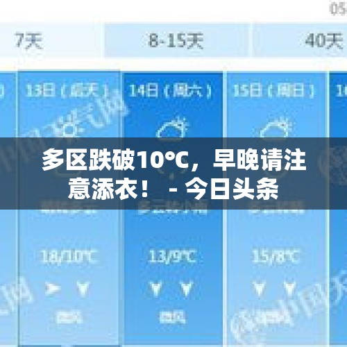 多区跌破10℃，早晚请注意添衣！ - 今日头条