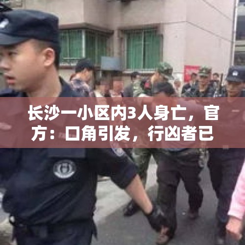 长沙一小区内3人身亡，官方：口角引发，行凶者已被警方控制 - 今日头条