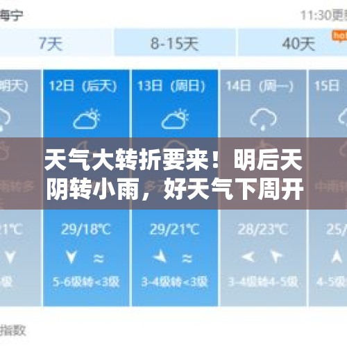 天气大转折要来！明后天阴转小雨，好天气下周开场 - 今日头条