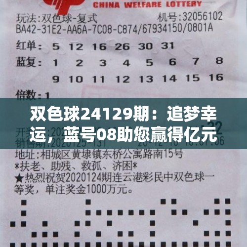 双色球24129期：追梦幸运，蓝号08助您赢得亿元大奖！ - 今日头条