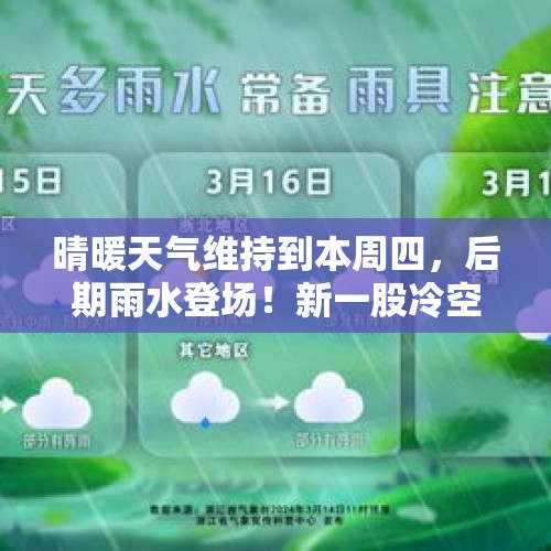 晴暖天气维持到本周四，后期雨水登场！新一股冷空气下周初抵达申城 - 今日头条