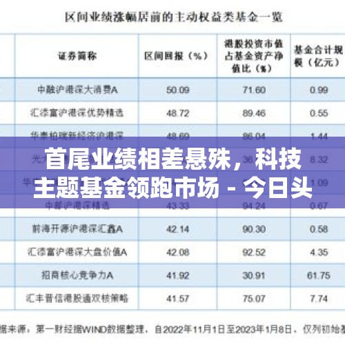 首尾业绩相差悬殊，科技主题基金领跑市场 - 今日头条