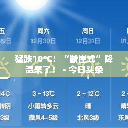 猛跌10℃！“断崖式”降温来了！ - 今日头条