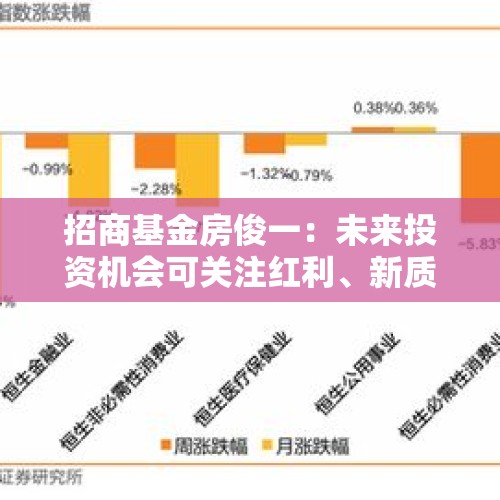 招商基金房俊一：未来投资机会可关注红利、新质生产力发展两个方向 - 今日头条