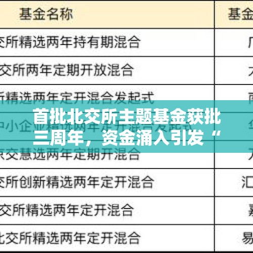 首批北交所主题基金获批三周年，资金涌入引发“批量限购” - 今日头条